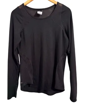 Nike Dri Fit Black Long Sleeve Athletic Top Size S Mesh Accents Workout Gym‎ thumbnail 1
