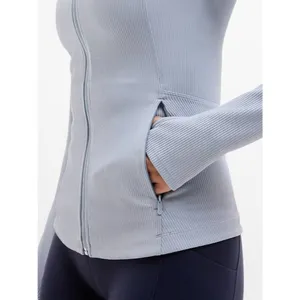 New Athleta M Salutation Ribbed Jacket 2.0 Blue Star Medium thumbnail 3