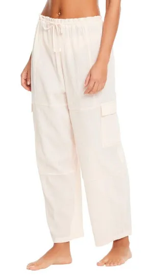 NWT Sanctuary Womens Barrel-Leg Cover-Up Cargo Pants SACC24849 White Sand Pink L thumbnail 1