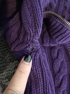 Ralph Lauren Purple Zip-Front Cable Knit Sweater Cotton High Neck Womens S thumbnail 7