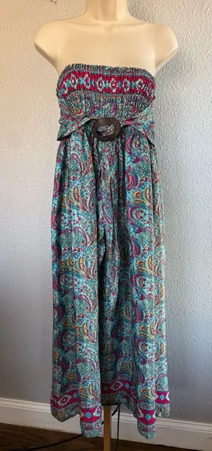 Strapless Smocked Boho Dress One Size Light & Flowy thumbnail 1
