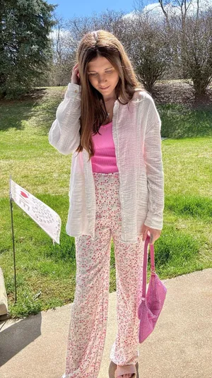Blue Blush Floral Wide Leg Bottoms thumbnail 7