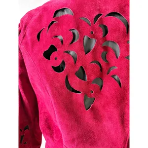 Vintage Phoenix Burgundy Black Suede Cutout Cropped Jacket‎ M Art Western AS IS thumbnail 5