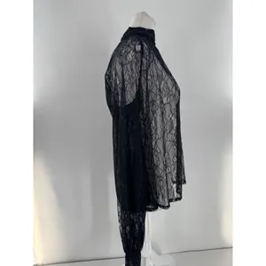 NA-KD Black Lace Blouse 36 US Small 4 Sheer Romantic Grunge Whimsigoth Layering thumbnail 8