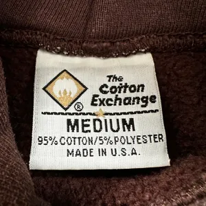 Vintage Brown University Graphic Print Fleece Pullover Hoodie Pockets Brown M thumbnail 4