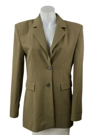 Zara Womens Olive Green Long Sleeve Notch Lapel Pocket Blazer Coat Jacket Size S thumbnail 1