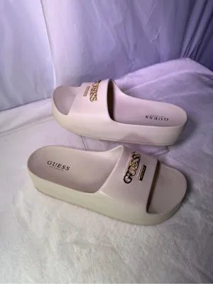 GUESS Women's Beige Slide Sandals with Gold Logo thumbnail 3