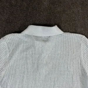Madewell Womens Light Blue Linen Blend Ribbed Short Sleeve Polo Sweater Size M thumbnail 12