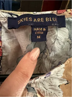 Anthropologie Skies Are Blue Floral Ruffle Shoulder Blouse Balloon Sleeve Medium thumbnail 5