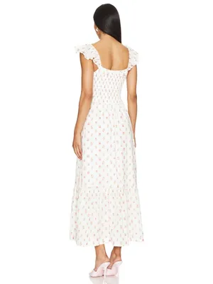 NWT LoveShackFancy Guinevere Maxi in Cerise Pink Floral Cotton Smocked Dress XS thumbnail 3