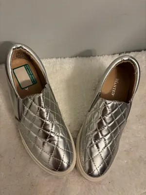 Silver slip on Metallic Sz.7 with wedge thumbnail 3