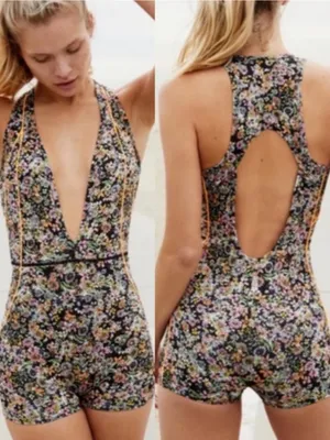 Free People Movement Eden Performance Onesie Ditsy Floral Print Romper thumbnail 2