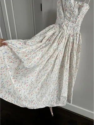 HOUSE OF CB Ysabella White Posy Print Cotton Maxi Sundress NEW Size XS thumbnail 3