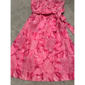 VTG Lilly Pulitzer Strapless‎ Tube Corset Lined Silk Dress Pink Floral Sz 0 thumbnail 2