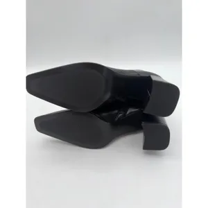 Mango Minimalist Black Vegan Leather Classic Elegance Ankle Block Heel Boots 8.5 thumbnail 8