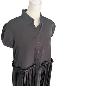 Taylor Tillman Katie Black Pleated Shirt Dress Puff Sleeve NWT S thumbnail 4