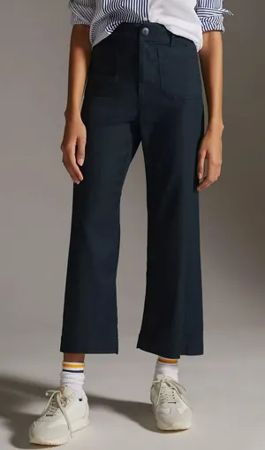 Anthropologie Maeve 31 The Colette Cropped Linen Wide-Leg Pants thumbnail 1