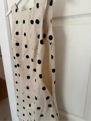NWT Avara Lacey Dress Cream Black Polka Dot Shift Dress Linen Blend Size Small thumbnail 4