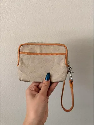 Vintage Tan and Orange Coach Poppy Camera Wristlet Wallet thumbnail 2