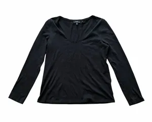 Theory Long Sleeve Black Tee Size M Organic Pima Cotton thumbnail 1