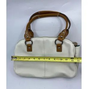 Coach Leather Medium Size White Brown Shoulder Bag thumbnail 6