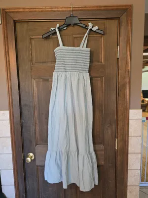 Cotton On Light Blue Smocked Midi Dress with Tie Shoulders thumbnail 5