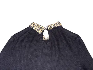 J.Crew Black Sweater with Leopard Print Collar thumbnail 5