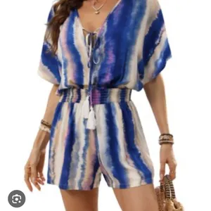 Cupshe Abstract Print V neck Tassel Toe Romper thumbnail 5