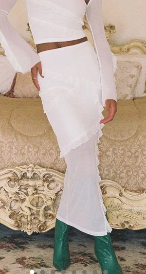 Princess Polly White Ruffle Skirt thumbnail 1