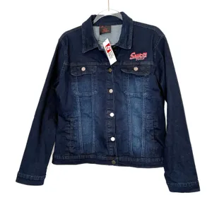Snap-On Tools Dark Wash Denim Jean Jacket Button Front NWT Womens Large thumbnail 1