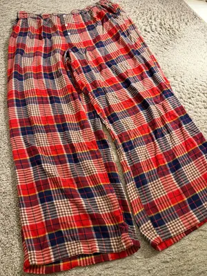 aerie Red Navy Plaid Flannel Skater Pajama Pants - size XL thumbnail 2