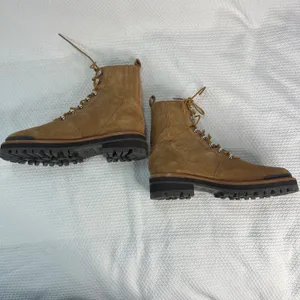 Marc‎ Fisher LTD Izzie Tan Suede Shearling Lace Up Combat Lug Sole Boots 9.5M thumbnail 8