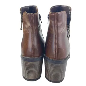 Aldo Etelilla Women's Brown Leather Zip Up Block Heels Chelsea Ankle Boots 7.5 thumbnail 3