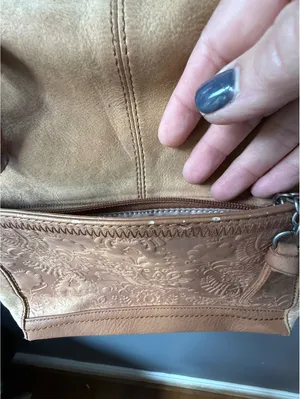 The Sak Tan Leather Crossbody Bag with Floral Embossed Pocket thumbnail 8