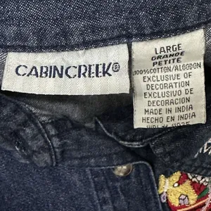 VTG Cabin Creek Long Sleeve Button‎ Up Blue Denim Jeans Shirt Womens Size Large thumbnail 7