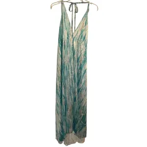 Tie Dye Print Lace-up Halter Open Back V Neck Maxi Dress, Size XL thumbnail 5