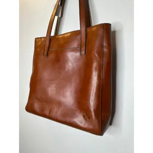 PATRICIA NASH Brown Leather Front Pocket Zipper Closure Top Handle Shoulder Tote thumbnail 4