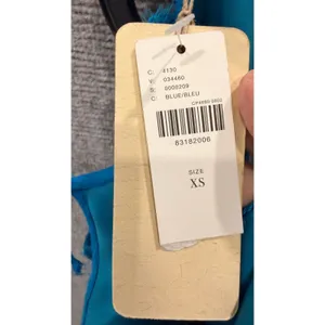 Let Me Be Women Dress XS Blue Beaded Halter Mini Sleeveless Shift Cocktail thumbnail 7