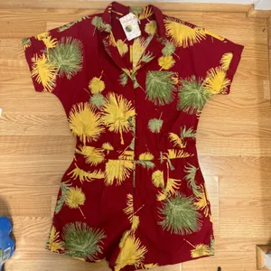 Free People Tropical Print Button Front Romper Size M New thumbnail 7