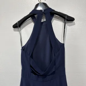 Lulus Navy Blue Chiffon Maxi Dress Halter Open Back Womens XS Bridesmaid Evening thumbnail 8