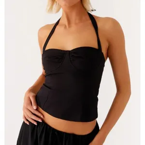 Peppermayo Cheryl Sweetheart Neck Open Back Bustier Halter Top Black 6 thumbnail 1