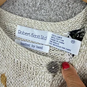 Robert Scott Women M Hand Knit Floral Fair Isle Cardigan Folk Art Cottagecore thumbnail 3