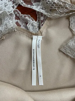 By Anthropologie Reversible Lace-Trimmed Sleep Dress Satin Gold Cutout Sz L 🧡🎀 thumbnail 16
