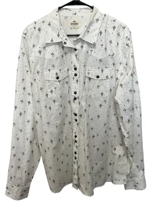 Shyanne White Cactus Print Western Snap Button Long Sleeve Shirt thumbnail 1
