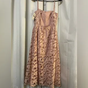 ASTR The Label Joyce Linen Blend Lace Midi Dress Blush Size Small (See Details) thumbnail 2