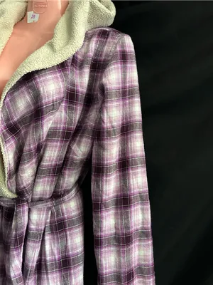 UGG Women's Plush Purple Plaid Robe with Sherpa Trim SM thumbnail 4