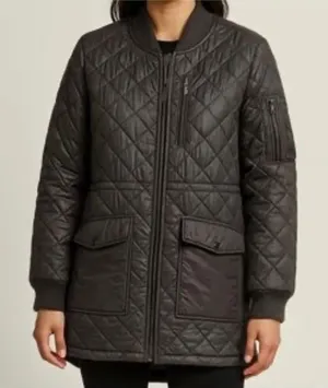 French Connection black puffer longline bomber jacket size M thumbnail 1