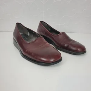 Enzo Angiolini Womens Shoes Size 7 Burgandy Leather Slip On Flat Loafers thumbnail 2