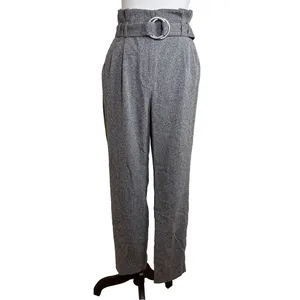 Express Gray Paperbag Waist Ankle Pants | High Rise Belted | Size 8 thumbnail 9