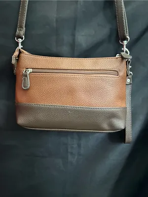 Stone Mountain Accessories Brown Two-Tone Leather Crossbody Bag thumbnail 2